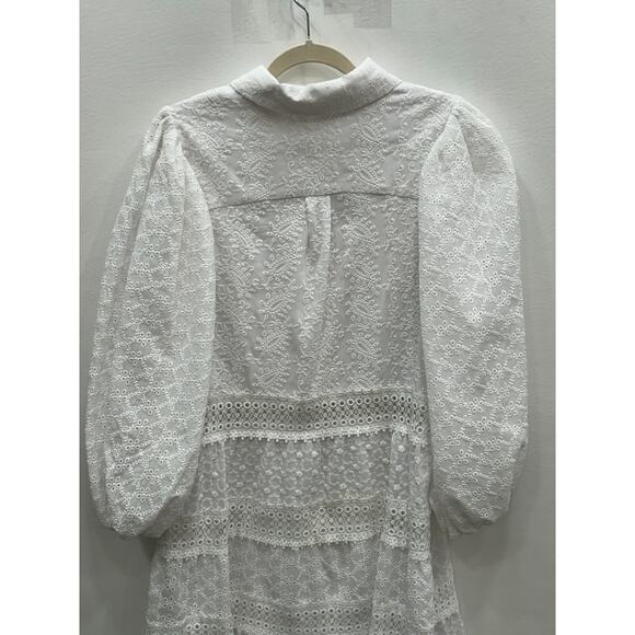 NWT Alice + Olivia‎ Womens White Embroidered Blakesley Jacquard Mini Dress Sz 10 - Picture 6 of 16